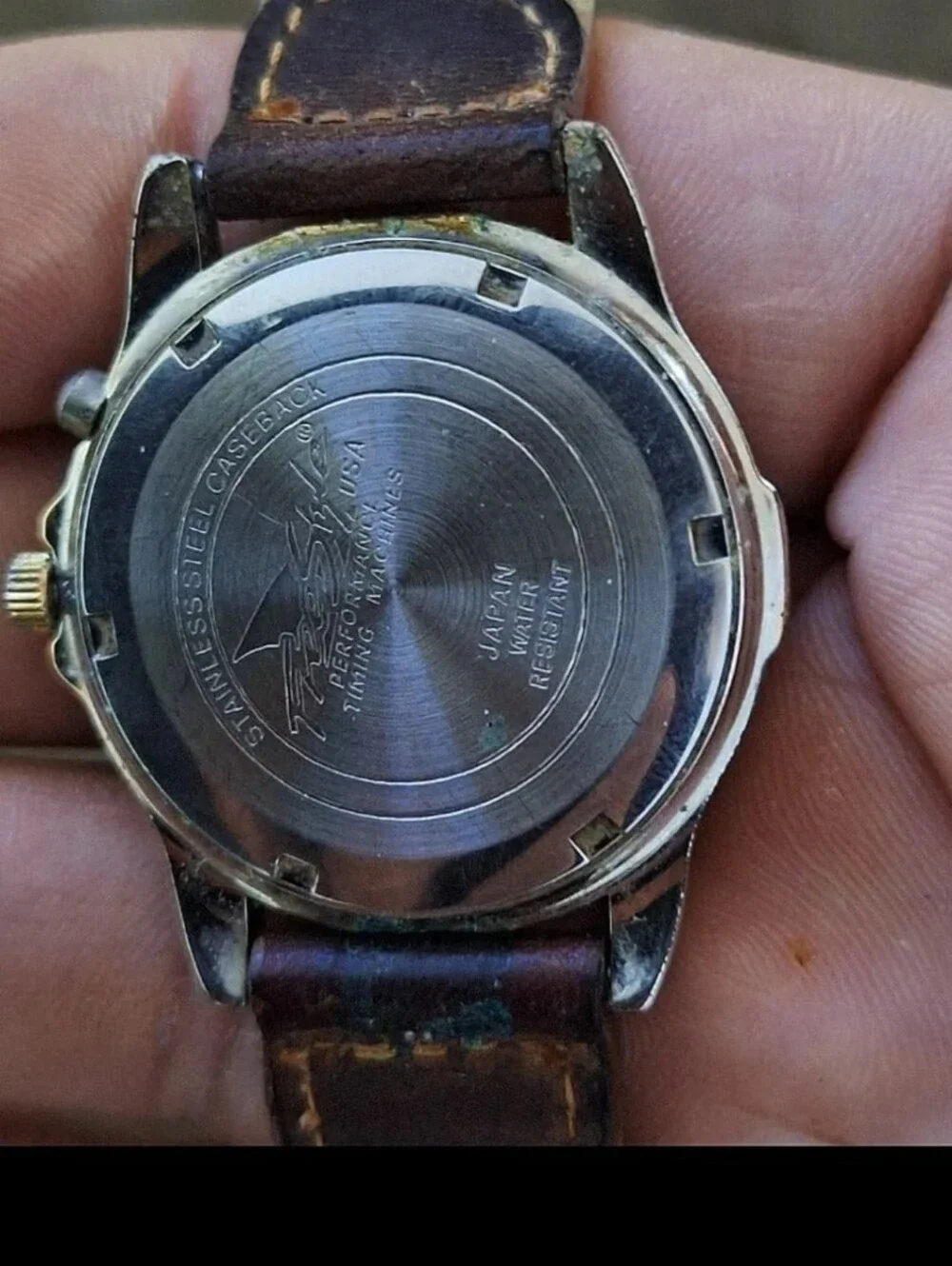 1980s Men's FreeStyle Night Vision Watch With Brown Genuine Leather Band